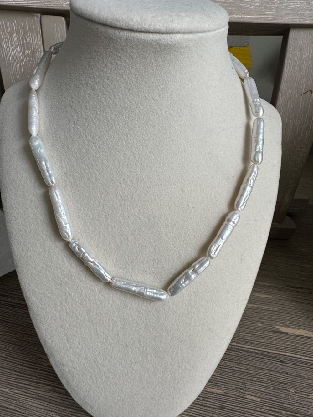 Freshwater Stick Pearl Necklace — White Pearlescent Elegance